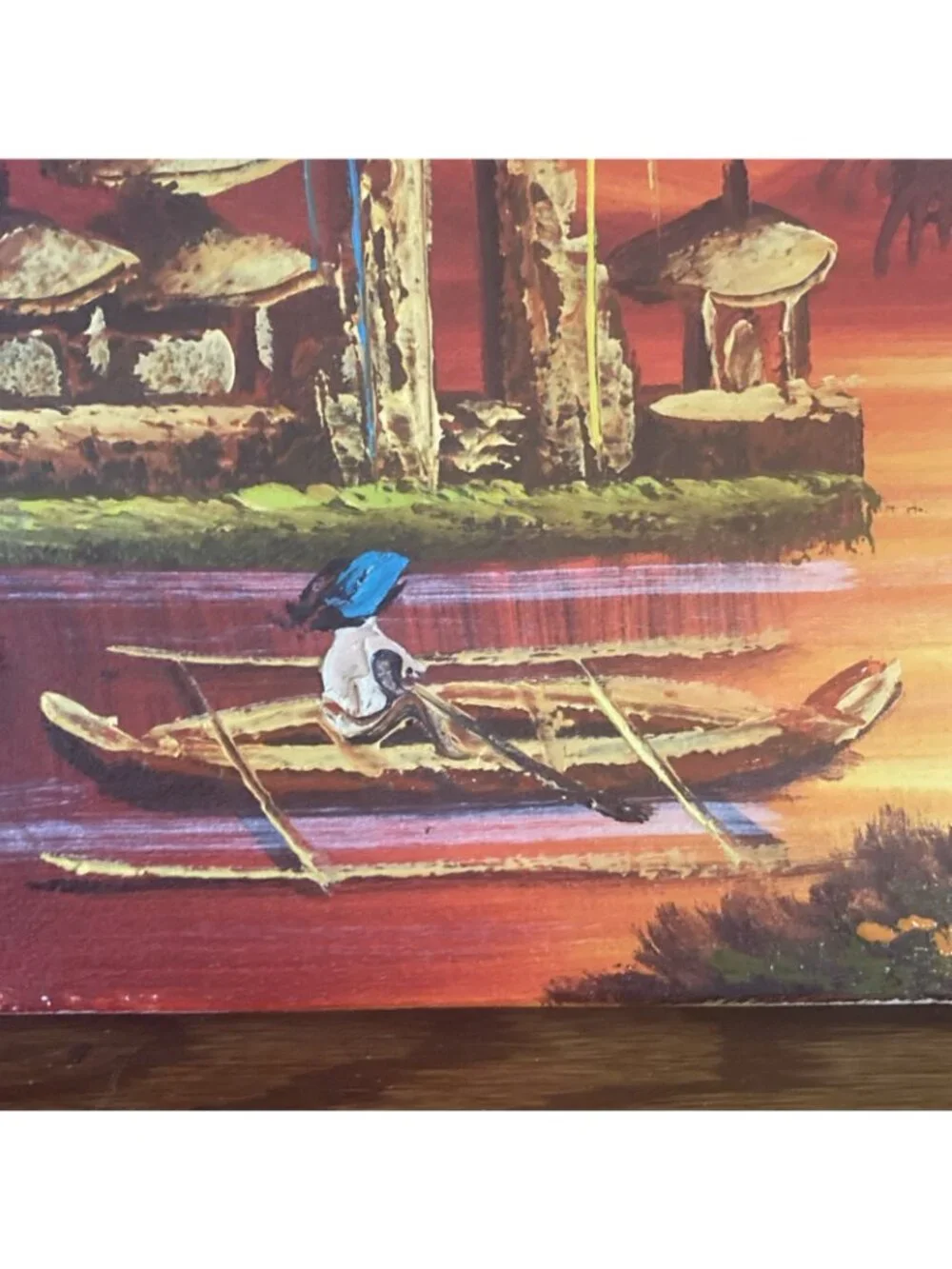 VTG Painting Pura Ulun Danu Bratan Temple Indonesia Bali Tiki Bar Art 8x10”